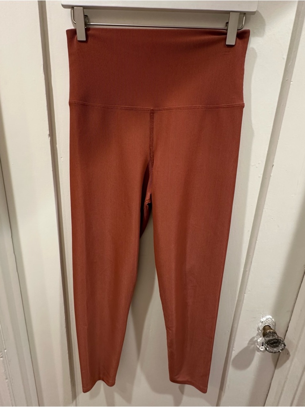 Beach Riot High-Waist Ribbed Leggings in Rusty Orange